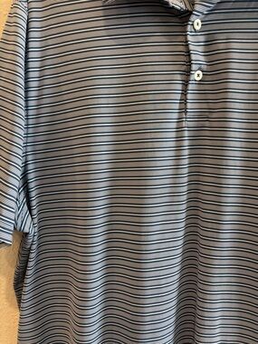Southern Tide Men's Blue and White Thin-Striped Polo